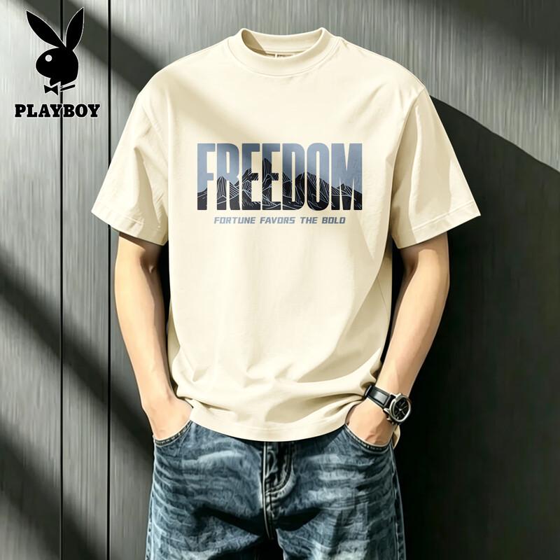 PLAYBOY Men s Pure Cotton Loose Fit Short Sleeve T-Shirt XL