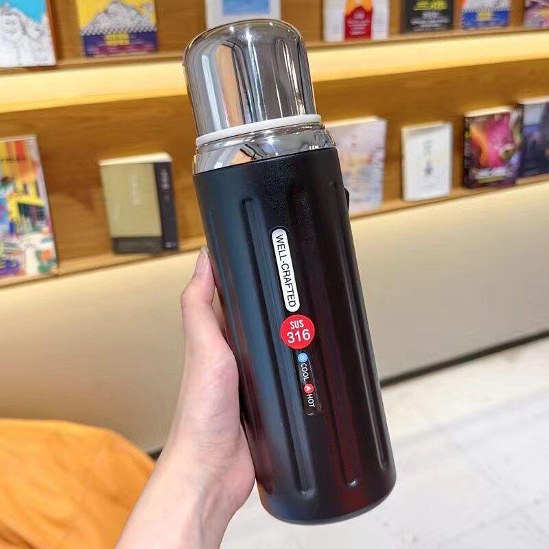 316 Stainless Steel Car-Mounted Large-Capacity Insulated Cup, New Tea-Water Separation Tea Brewing Cup, High-Value Pop-Up Lid Cup