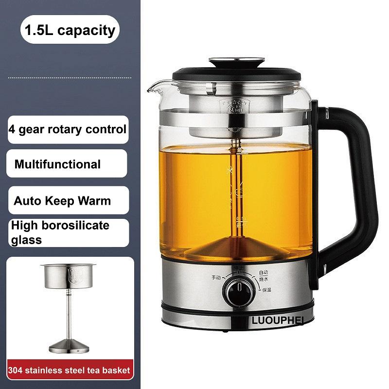 Xiaomi 1.5L Electric Kettle Office Black Tea Pu'er Glass Steam Teapot Auto Keep Warm Boiling Tea Kettle 4Gear Home Health Pot 600W