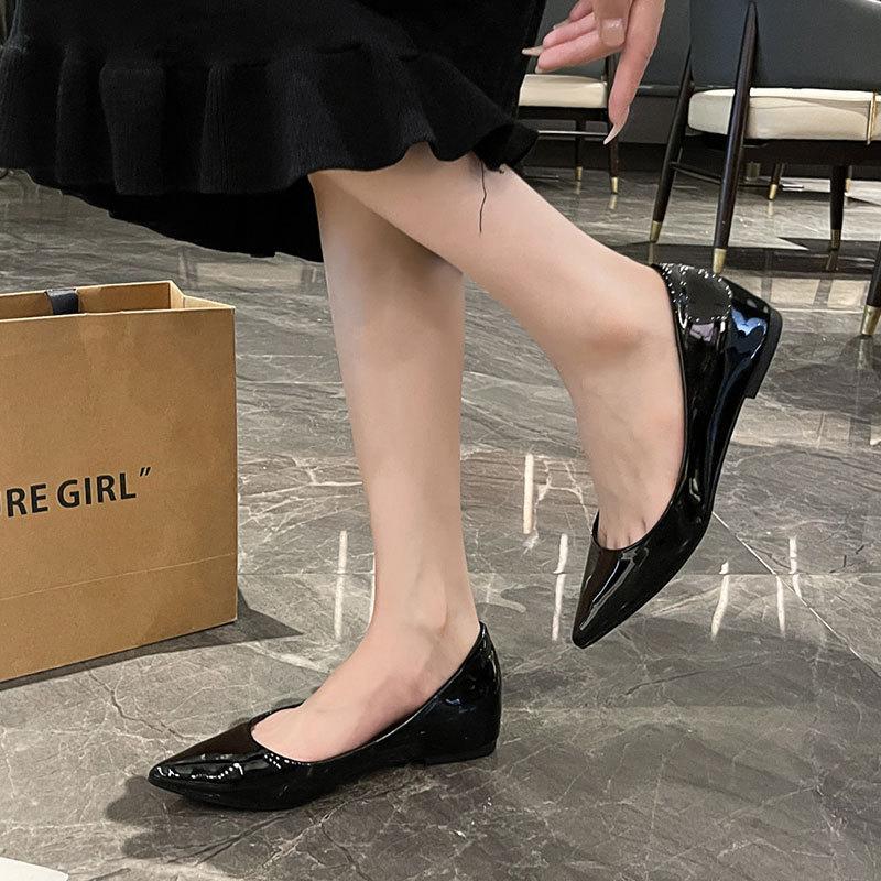 French sexy pointed head inner height increase of 5 cm light mouth women's shoes versatile temperament soft leather nude single shoes commuting fashio