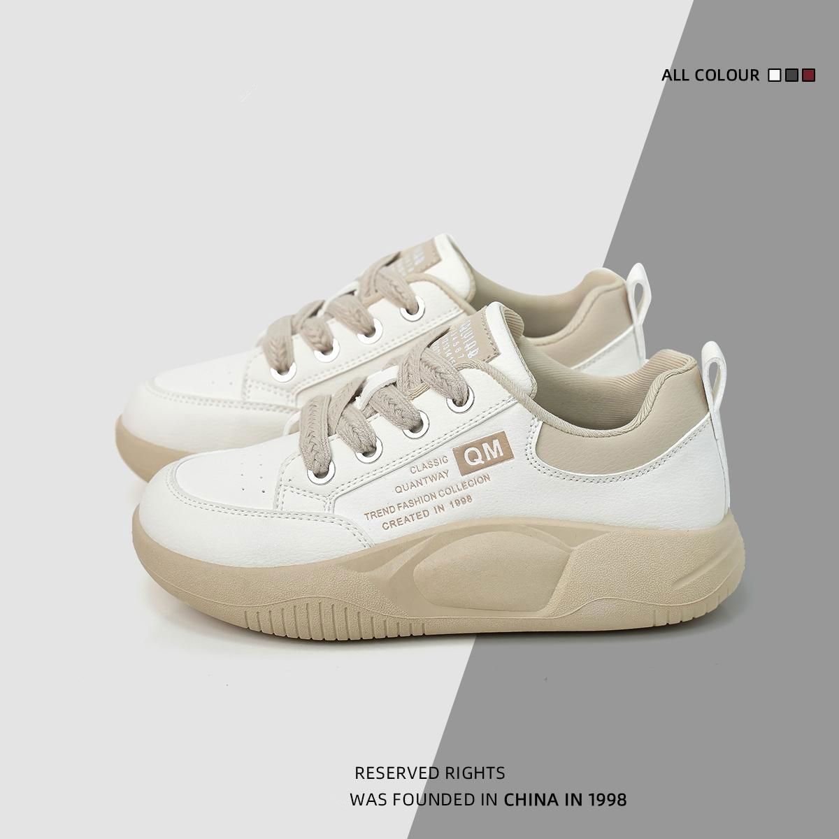 

Dad sports shoes 2025 spring and autumn new versatile casual non-slip stepping on shit soft-soled white shoes popular women s shoes 40 бежевый