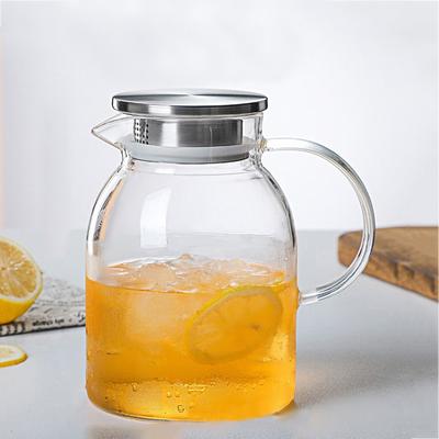 1800ml/2000ml Kaltwasserkanne Kaltbrühkanne Große Kapazität Hitzebeständige Glasteekanne Wasserkaraffe Haushaltszubehör