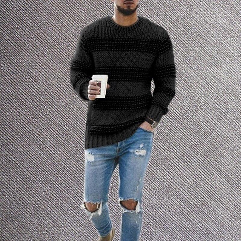Pullover für Herren Strickwaren O-Ausschnitt Pullover Herren Streetwear Pullover Hip Hop Oversize Lässiger Retro-Pullover