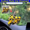 Colorful 2d Motorcycle Acrylic Car Hanging Pendant Stylish Cartoon Design For Decorative Gifts