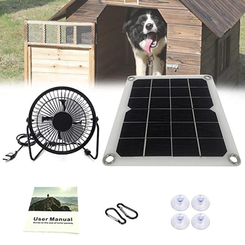 Double Blade Solars Exhaust Fan For Chicken Coops Dog Kennels Waterproofed Motor Foldable Without Battery Required