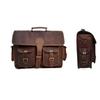 New Vintage Men's Genuine Goat Leather Brown Laptop Satchel Messenger Briefcase