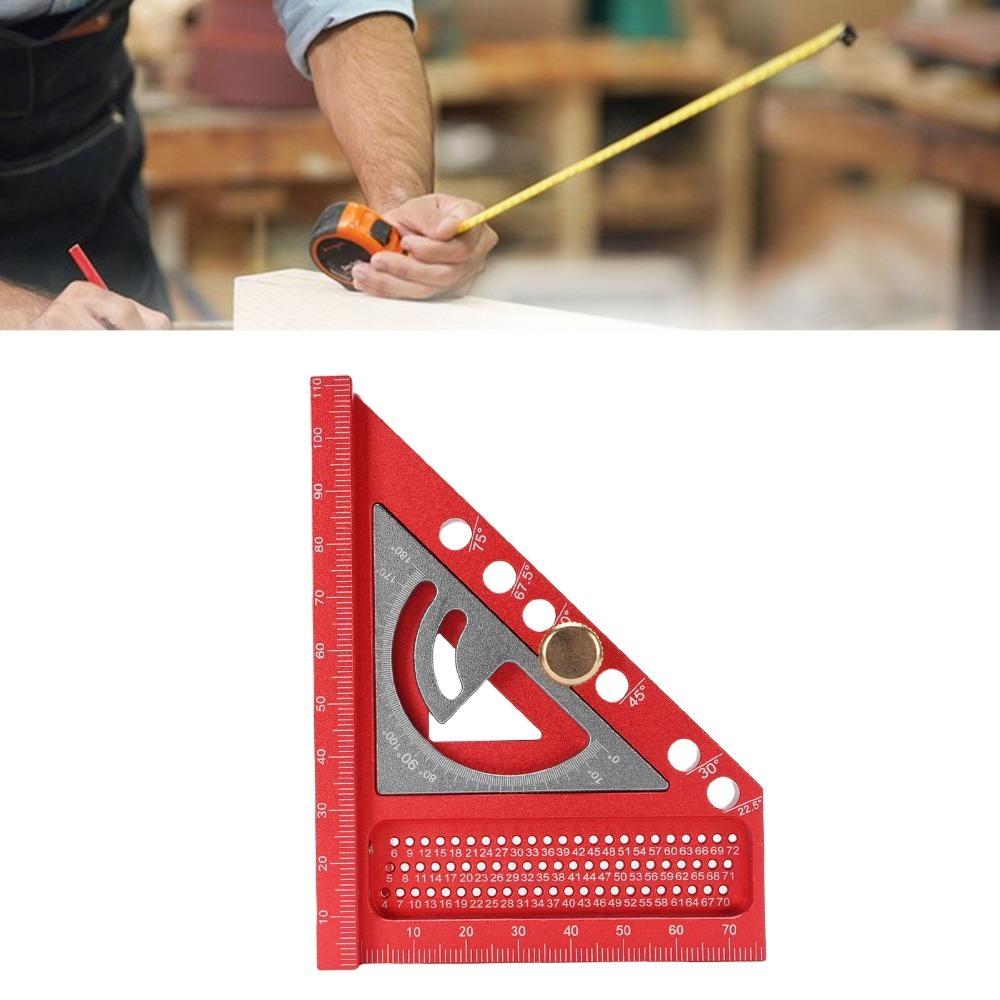 Red and Gray Multi Angle Ruler Precision Hole Scribing Carpenter Square Woodworking