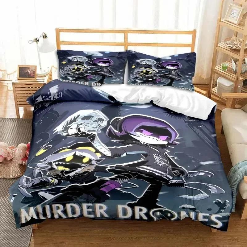 Murder Drones Anime Printed Bed Set Duvet Cover Pillowcase Bedding Set Bed Linen Sheet Quilt Cover Full Queen King Size