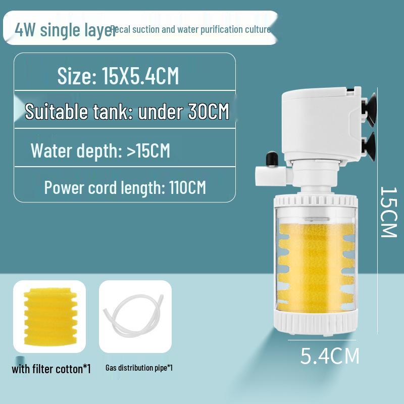3-in-1 Aquarium Filter & Feces Separator with Built-in Circulating Water Pump