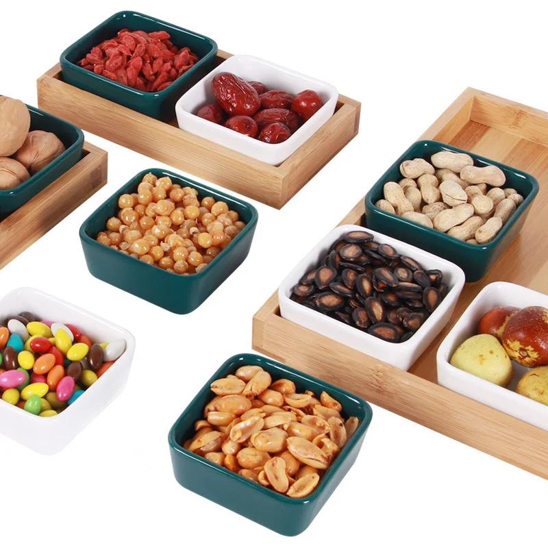 Divided Snack Platter with Storage Tray Dried Fruit Bowl Snack Plates for Chips and Dip Dry Spice Candies Dried Fruits