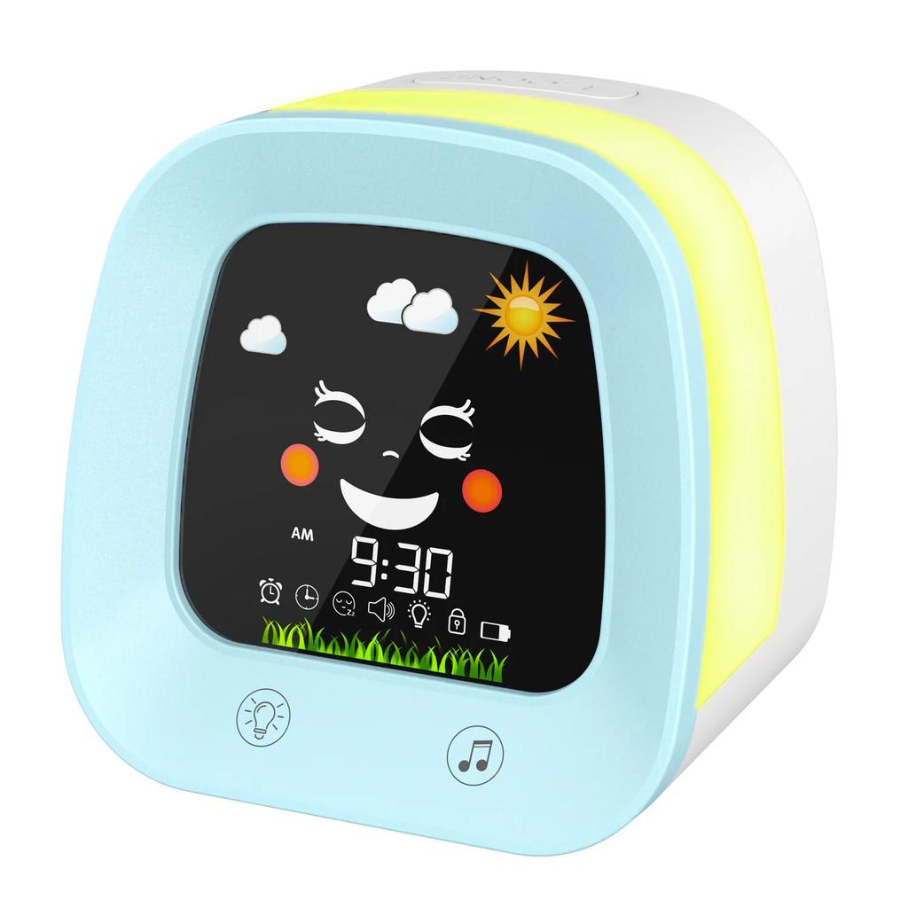 Cartoon Alarm Clock 4 Color Sleep Trainer Night Light Snooze Mode Television Shape Table Timepiece for Toddlers Kids
