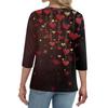 Women's T Shirt Print Button 3/4 Sleeve Daily Weekend Fashion Basic V- Neck Regular Top