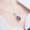 925 Silberplattierte Halskette für Damen mit synthetischem Amethyst-Anhänger Elegante Schlüsselbein-Ketten-Schmuckstücke