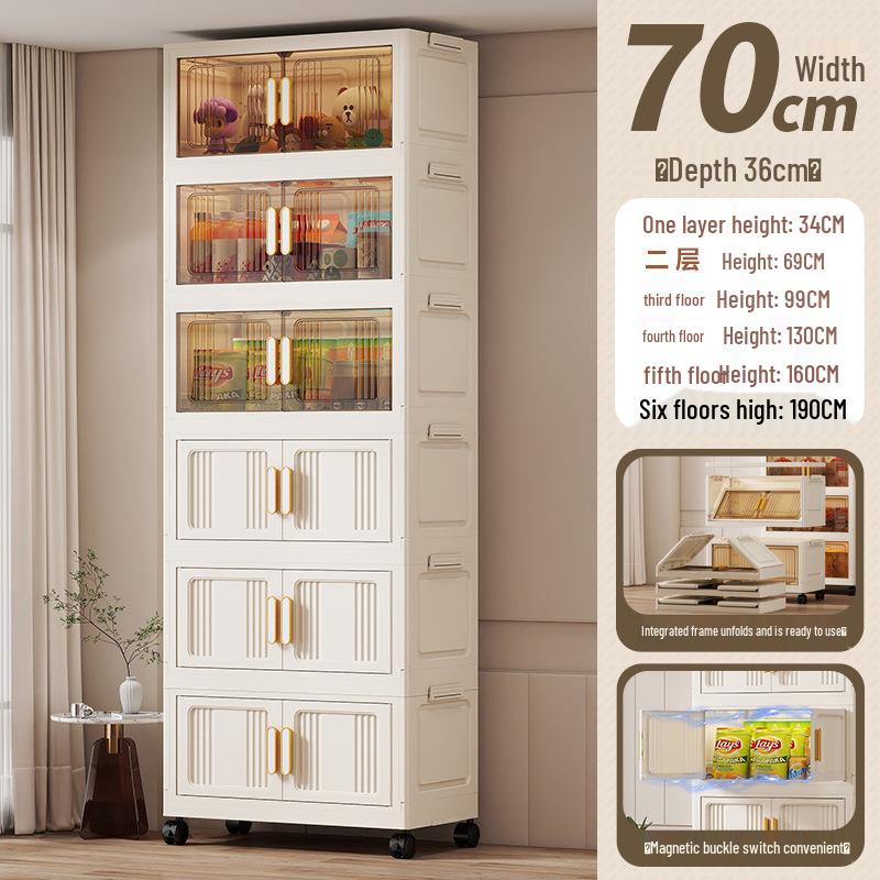 Portable Multi-Layer Folding Storage Cabinet for Kitchen and Living Room