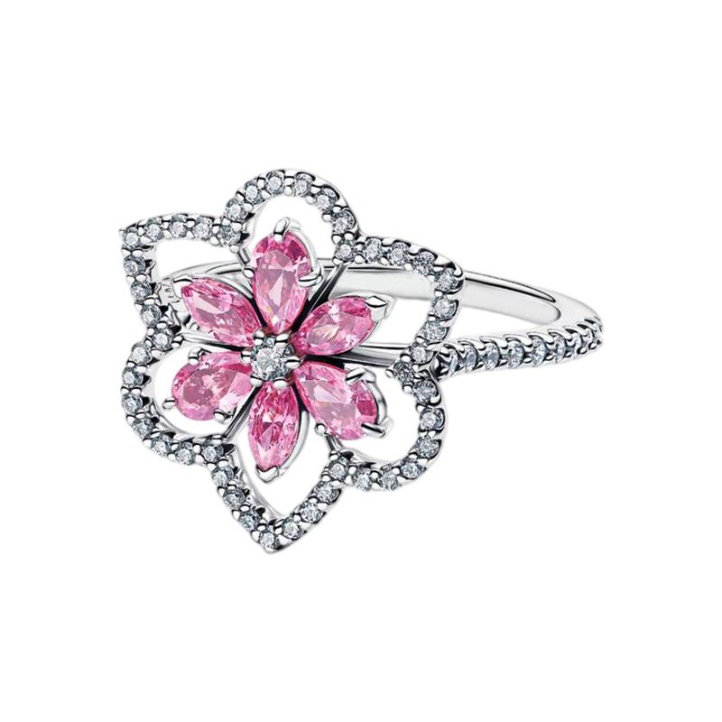 New 925 Silver Three-Leaf Clover Alphabet Heart Flower Women's Ring Suitable for Wedding Party Fashion DIY Gift