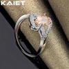 925 Silver Bowknot Orange Crystal 7-10 Ring Charm Accessories For Women Jewelry