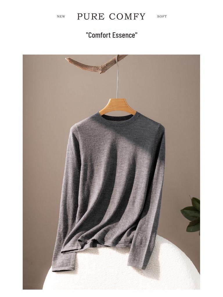 2025 Autumn Women's 80-Count Fine-Spun 100% Cashmere Crew Neck Knit Long Sleeve Base Layer