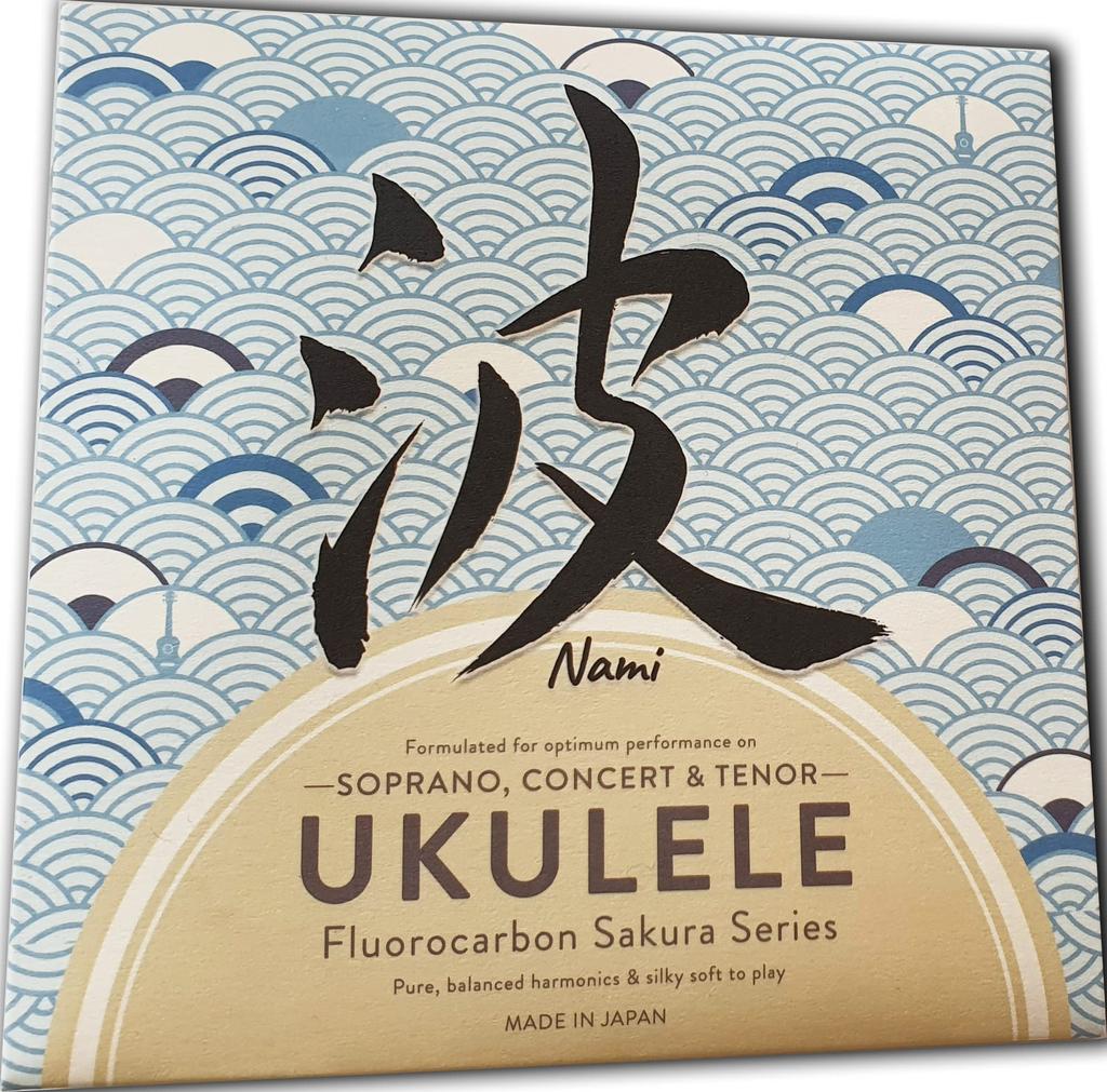 NAMI Wave Ukulele Strings Tenor Size Made in of 4 NAMI Ukulele Soprano, Concert, Japan… (Set Strings)