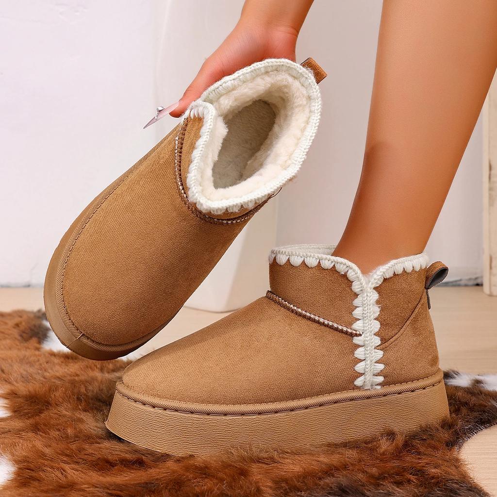 Winter Women's Fashion Fuzzy Fur Anti-slip Soft Sole Ankle Boots Outdoor Indoor Warm Comfort Leisure Plush Short Boot