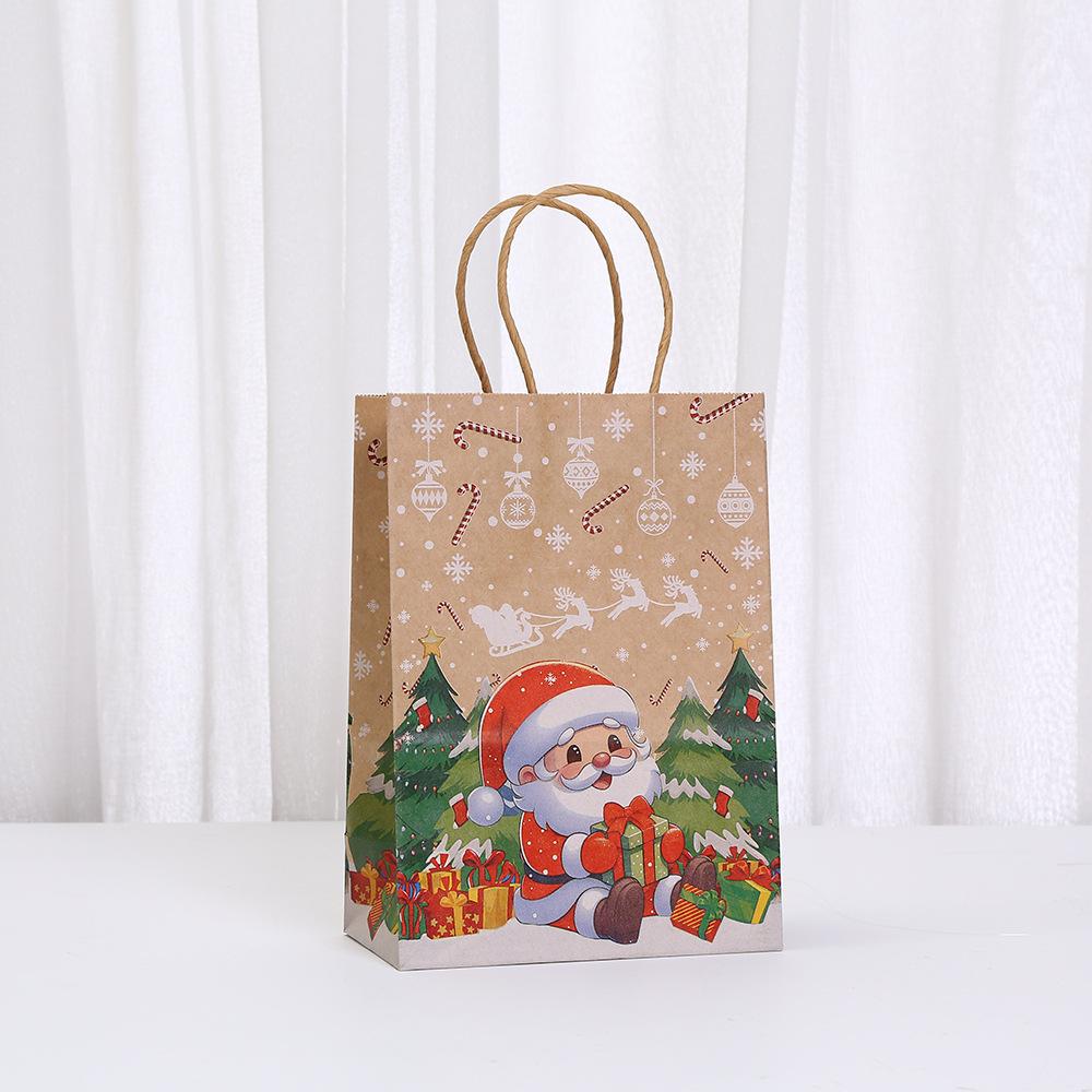 12/30pcs Christmas Kraft Paper Tote Bags Recyclable Gift Bags for Holiday Presents Party Favors Classroom Retail Packaging