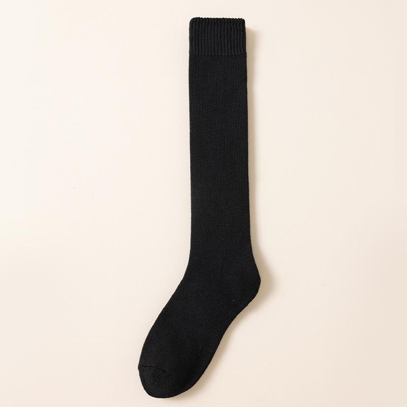 Women's Plus Velvet Warm Mid-Calf Socks: Thick Terry, Trendy Style, High-Top Cotton for Autumn/Winter