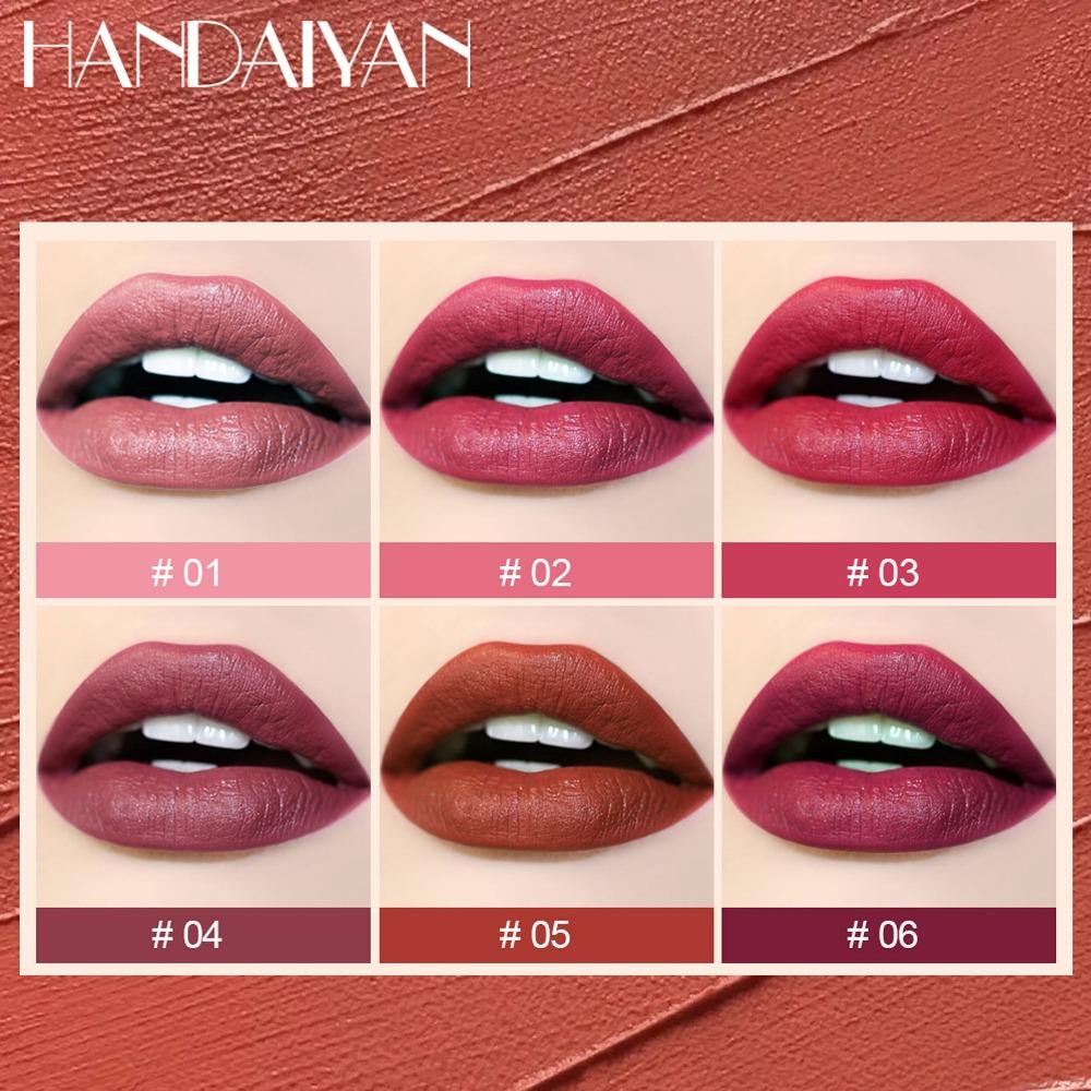 HANDAIYAN Arc-förmiges Lippenstift-Make-up Natürliches Lip Gloss Matte Long Lipgloss Echtes Set