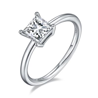 Mode 925 Sterling Silber Quadratisch Geschnitten 5*8 MM VVS1 D Echter Moissanit Diamant 18 Karat Weißgold Ringe Jahrestag Schmuck