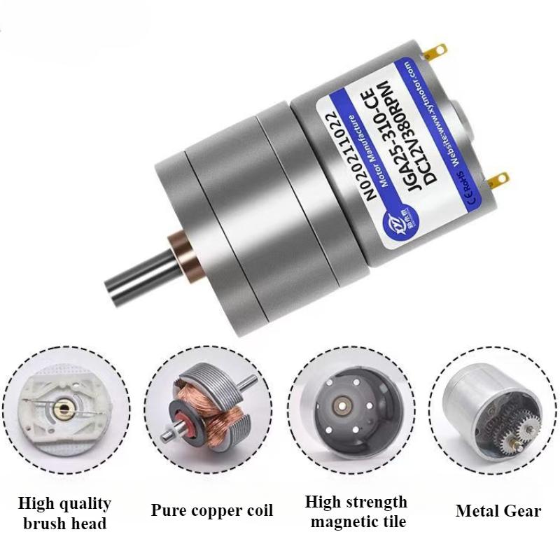 DC Gear Motor Gearbox Reduction Reversible JGA25-310 6V 12V Micro Motor High Torque Smart Parts DIY Electronic Equipment