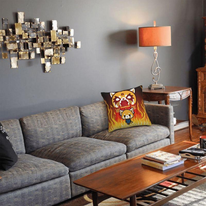 Custom Modern Japan Cartoon Aggretsuko Anime Sofa Cushion Cover Polyester Throw Pillow Case Bedroom Decoration