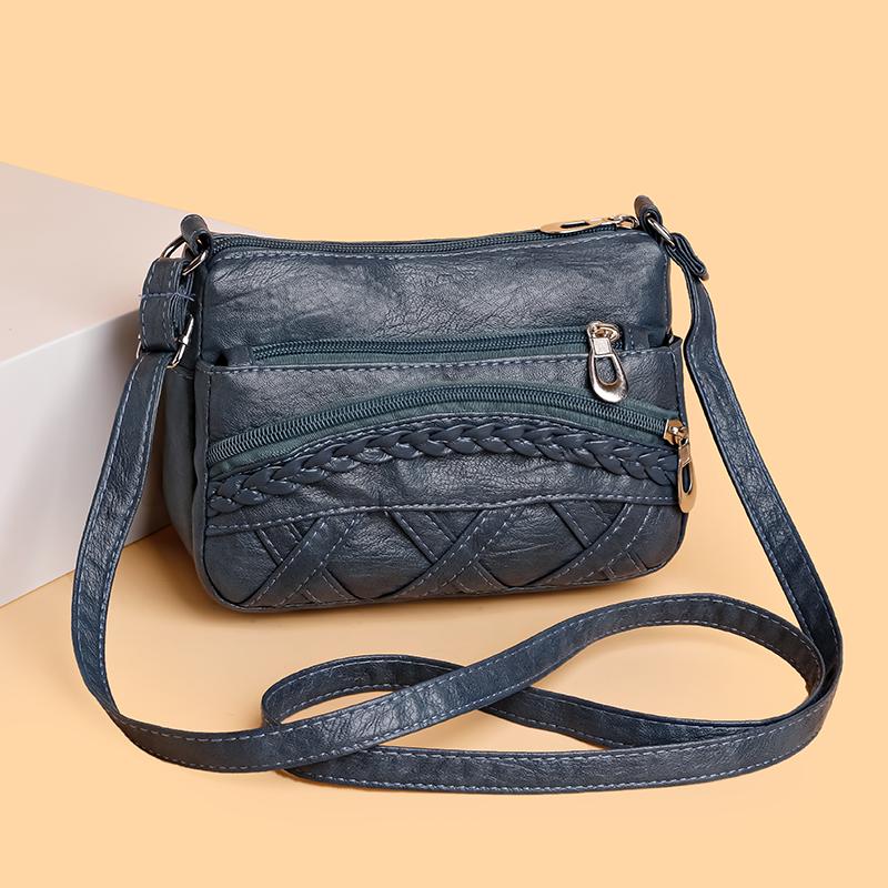 Retro Women's PU Leather Woven Crossbody Bag Medium and Old Women's Bag Casual Capacity Single Shoulder Bags Suitable for Daily Use Shopping Commuting