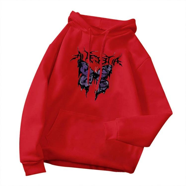 Women's Fashion Casual Printed Hooded Sweatshirt Long Sleeve Tops