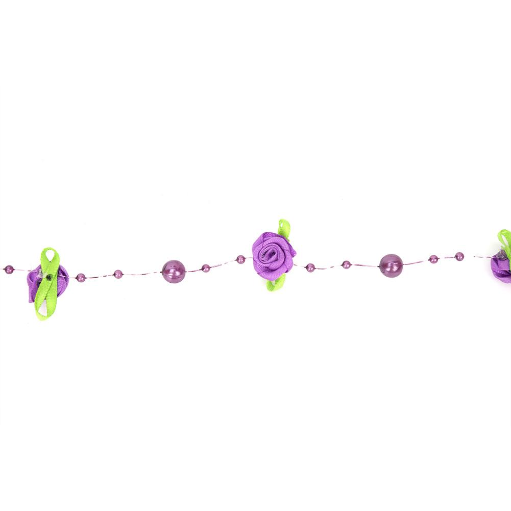 5m Fake Flowers Artificial Pearl Bridal Chain flower Wedding Bouquet Decor Decoration (Purple)