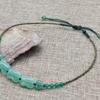 GEMCHIC Women's Ethnic Style Green Aventurine Choker Necklace Natural Stone Adjustable Cord Collarbone Chain Vintage Jewelry