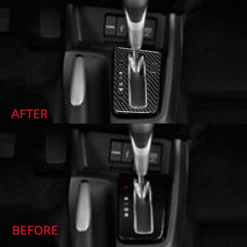 Carbon Fiber Car Gear Shift Panel Cover Trim For 2012-2015 Honda Civic 9th Black