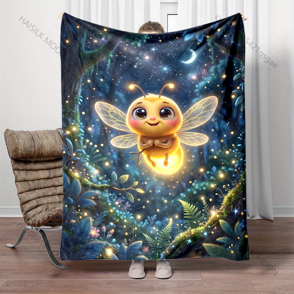 Multiple sizes Firefly forest stars moon Blanket Suitable for Home Bedroom Sofa Travel Camping Blanket Various Sizes for Gifts 75X95CM