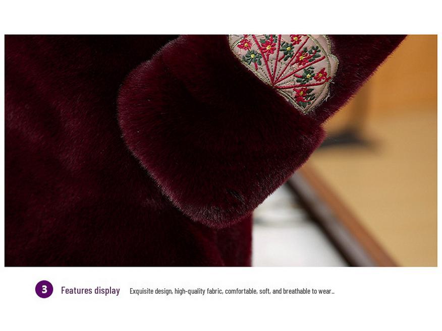 Autumn/Winter Maternity Velvet Jacket, Imitation Mink, for Middle-Aged & Elderly Women - Chinese Style Grandma's Thickened Cotton Padded Coat