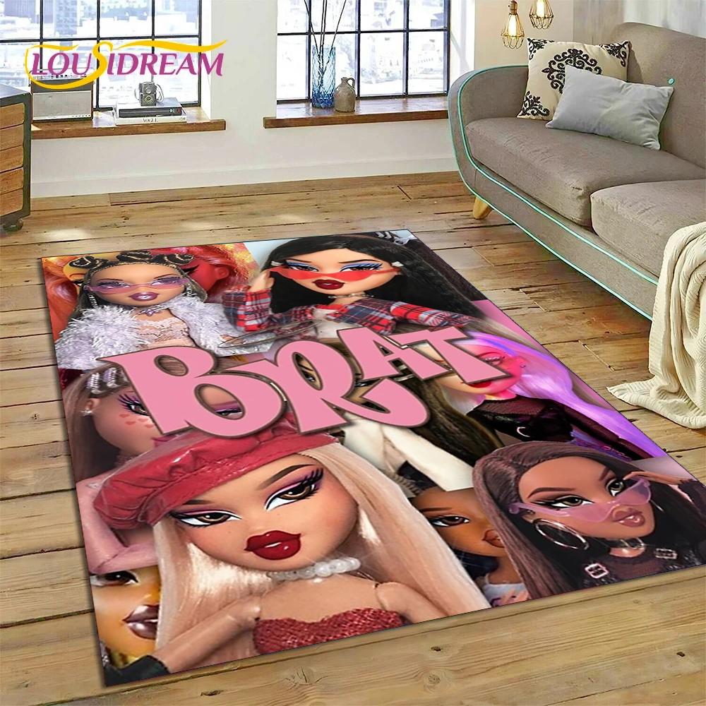 HD Cartoon Bratz Doll Cute Girls 3D Rug Carpet for Living Room Bedroom Home Decor,Floor Mat Non-slip Decoration for Sofa Doormat
