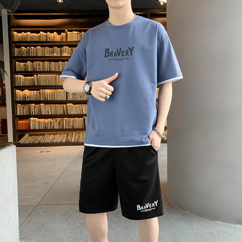 Summer Men's Casual Sports Set Short Sleeved Shorts Set