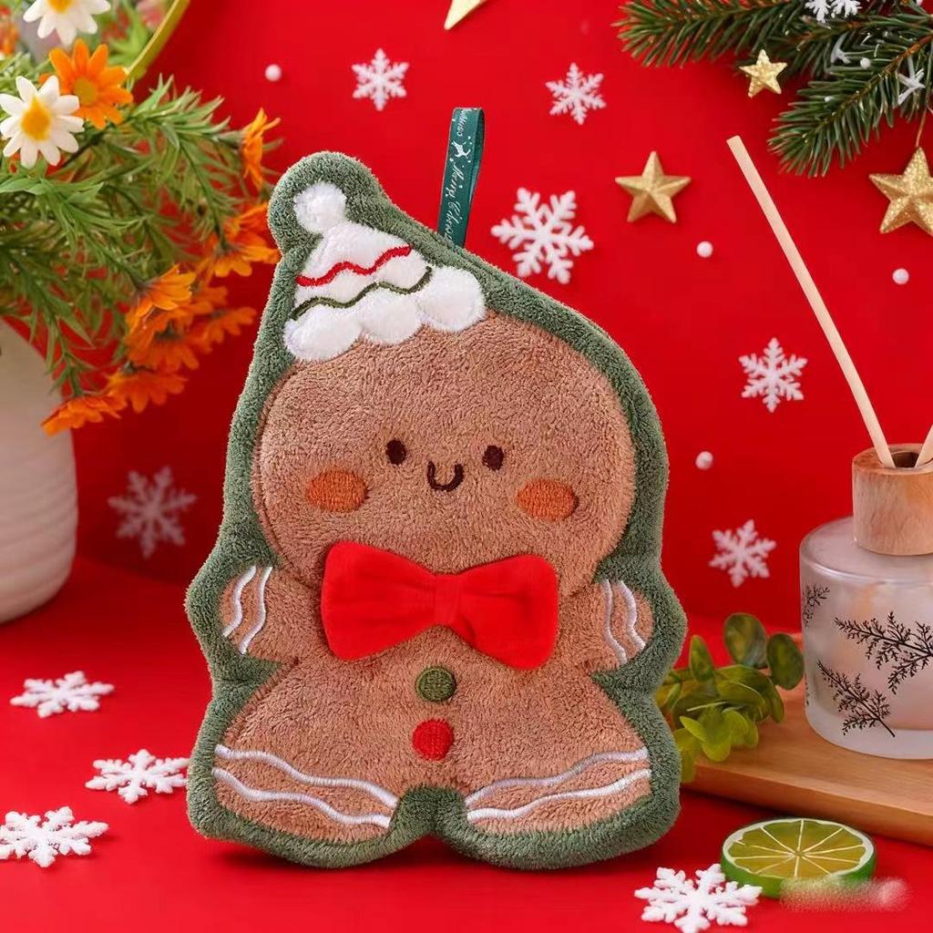 Coral Fleece Christmas Lint-Free Absorbent Hand Towel for Kitchen & Bathroom