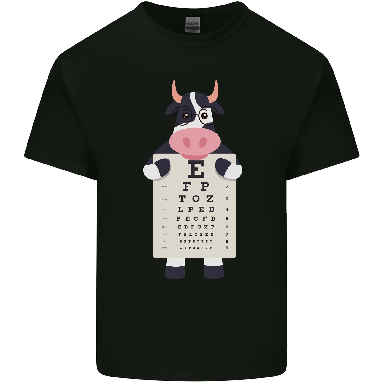 A Cow Holding a Snellen Eye Chart Glasses Kids T-Shirt Childrens L