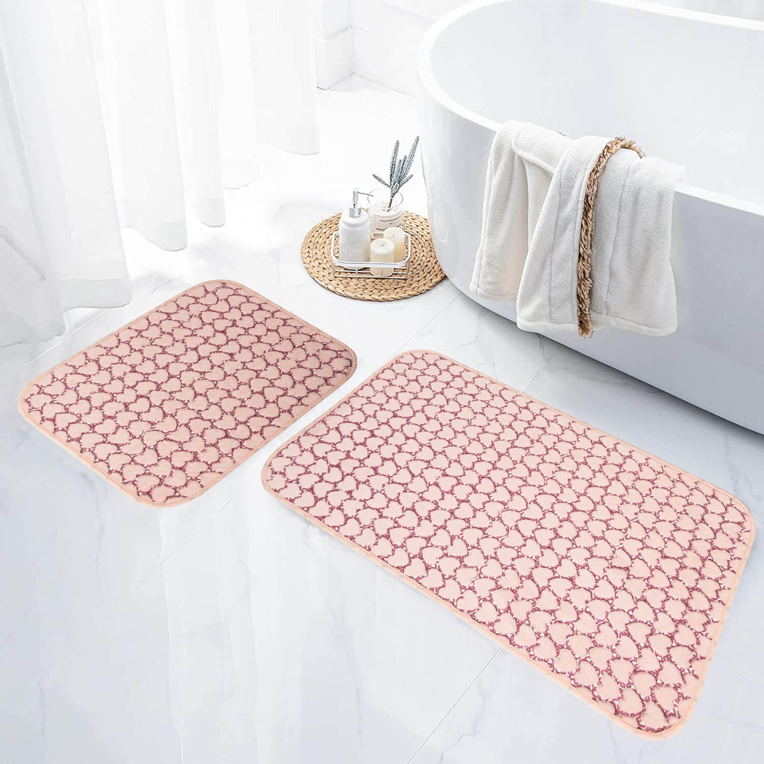 

Коврик для ванной Jassrug Leila Heart Embos, 2 шт., розовый