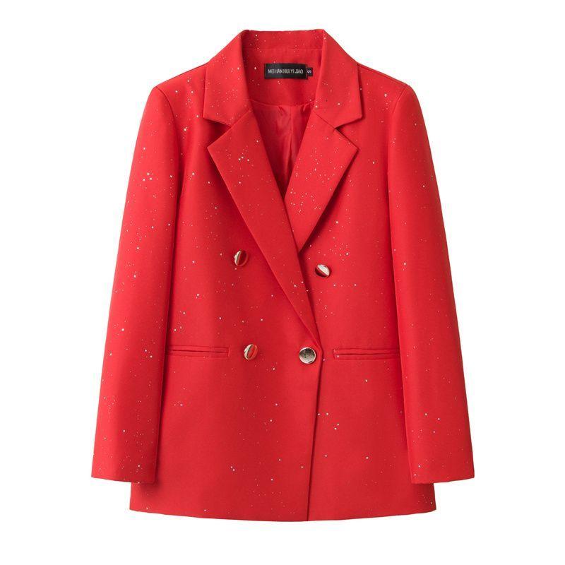 Blazer a Pied de Poule Blu e Bianco Stile Britannico da Donna con Bavero Elegante Cappotto Completo Nuova Collezione Outerwear per Performance