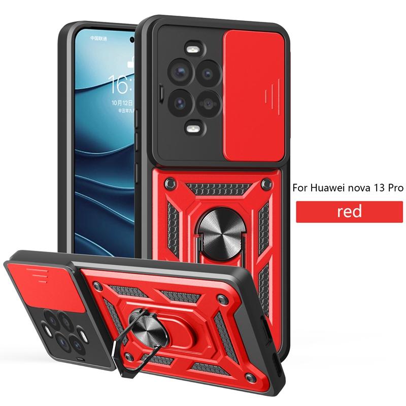 Armor Ring Stand Funda For Huawei Nova 13 Pro Nova 13 5G Case Shockproof Slide Lens Protect Phone Cover for Nova13 Nova13Pro