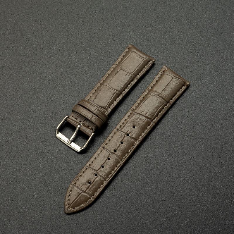 Unisex Uhrenarmband aus echtem Rindsleder mit Bambusnarbung und Dornschließe - Erhältlich in verschiedenen Farben 14mm graue