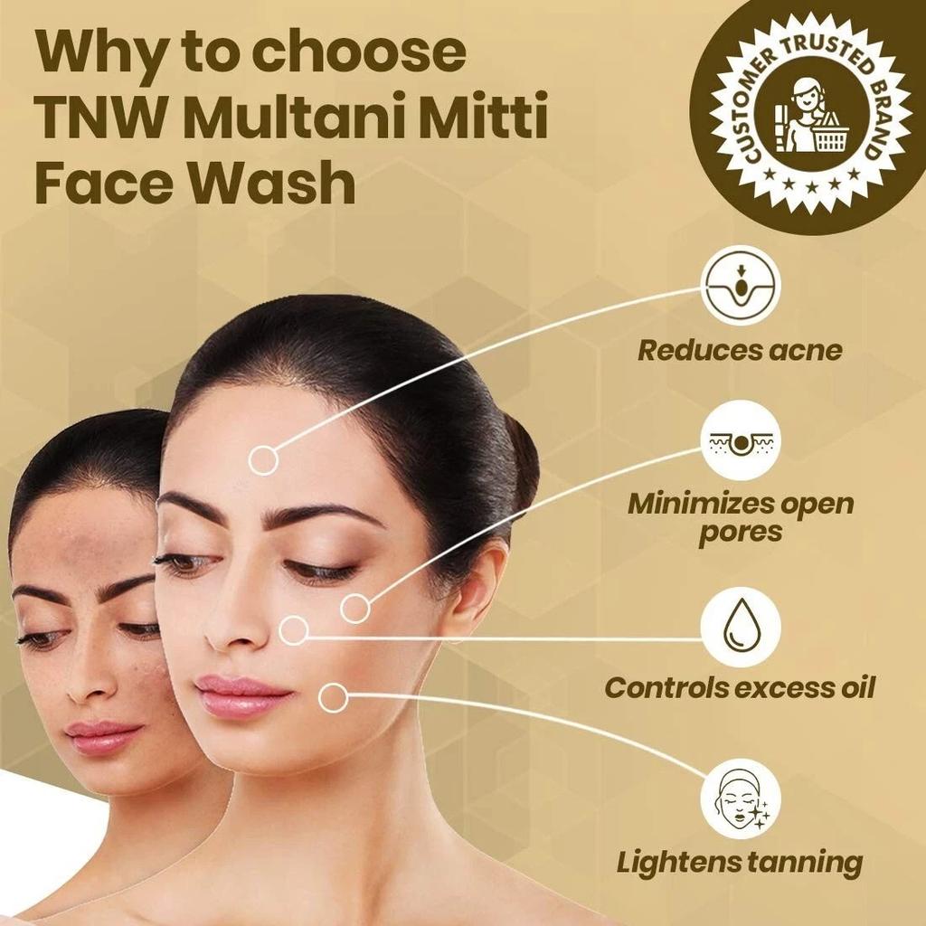 TNW-THE NATURAL WASH Multani Mitti with Ayurvedic Wisdom of Sandal Wood 100ml