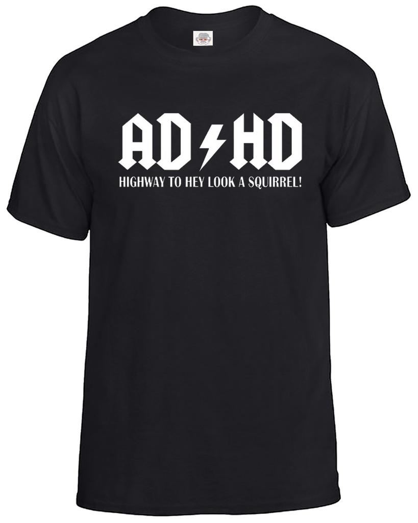 ADHS Autobahn zum Hey schau ein Eichhörnchen T-Shirt Herren Lustiges ADHS ADSR Tee Top