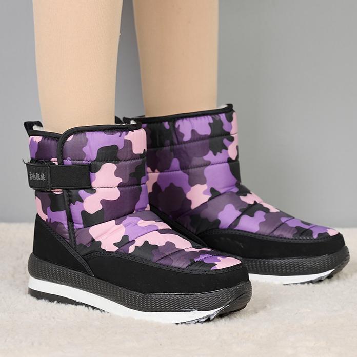 Winter New Camouflage Snow Boots for Women with Plush Fashion, Warm and Non Slip Cotton Boots, Thick Short Tube Large Cotton Boots
