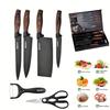 Professional 6 Kitchen Knife Set, High Carbon Stainless Steel Super Sharp, With Anti-stick Ergonomic Wooden Handle,Gift Box Set