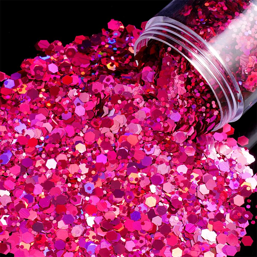 24g/Box Holographic Nail Art Glitter Hexagon Sequins Decorations Flakes Colorful Chunky Color Laser Sequins For DIY Epoxy Resin