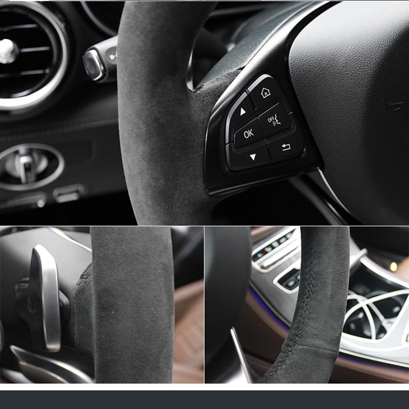 Customized Real Alcantara Steering Wheel Cover for Mercedes Benz W176 W246 W205 C117 R231 R172 AMG C43 Braid on Steering Wheel